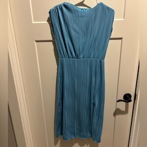 SHEIN Blue Pleated Midi Dress
